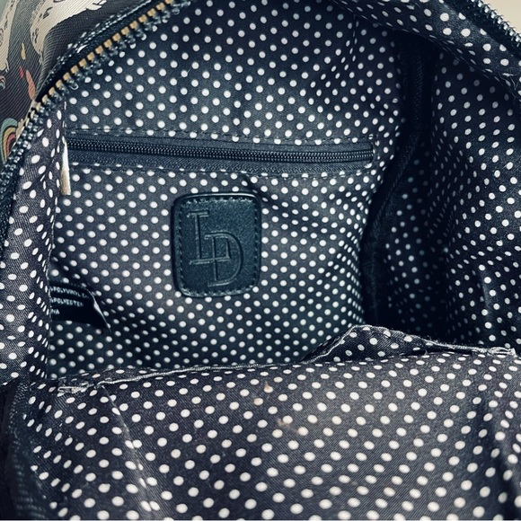 Unicorn And Rainbows Mini Vinyl Backpack Purse Bookbag With Pom Pom - Picture 9 of 10